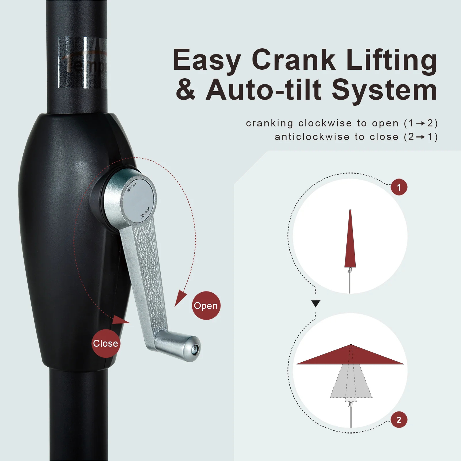 9 футов Auto Tilt Outdoor флора патио зонтик цветок