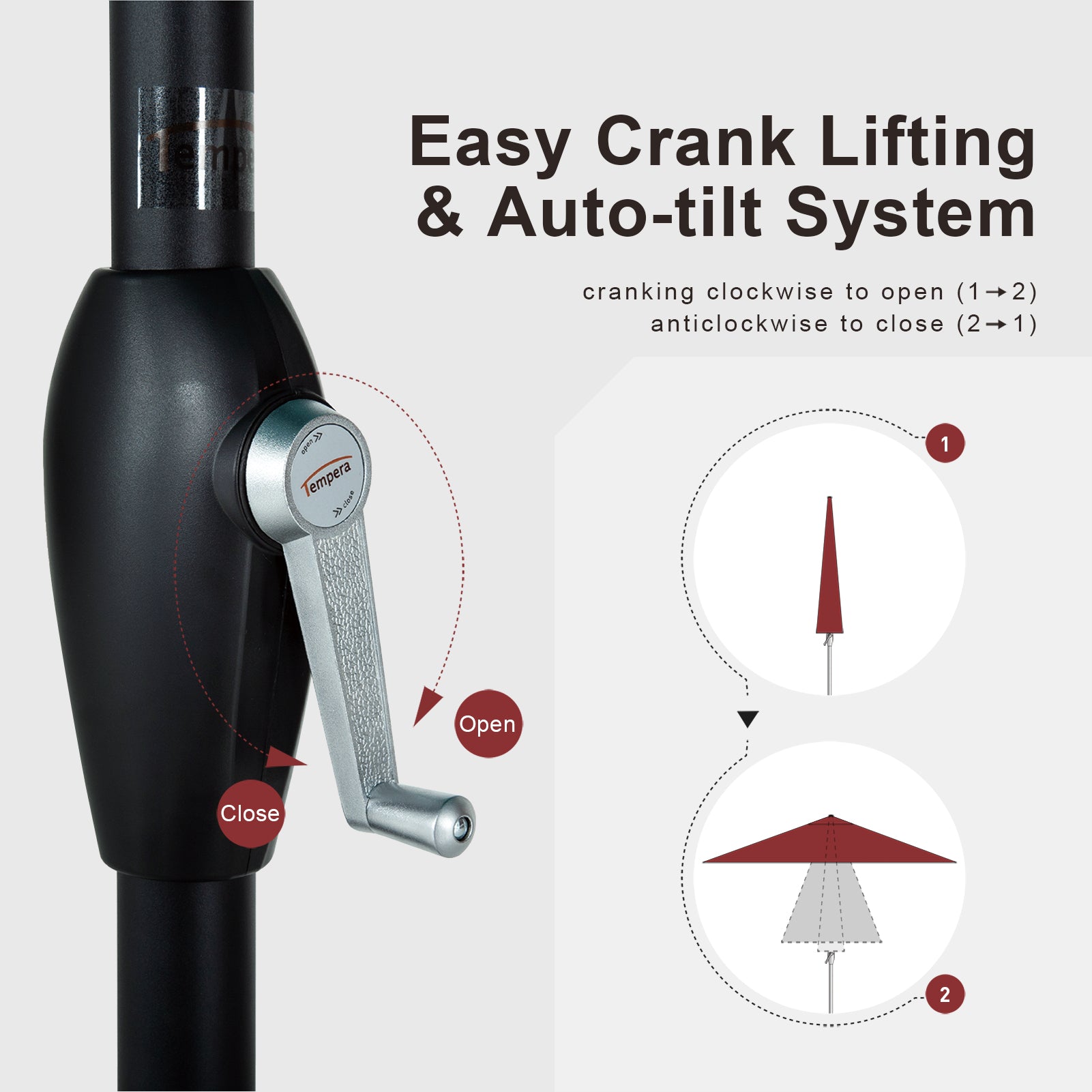 9 футов Auto Tilt Flora Patio зонтик